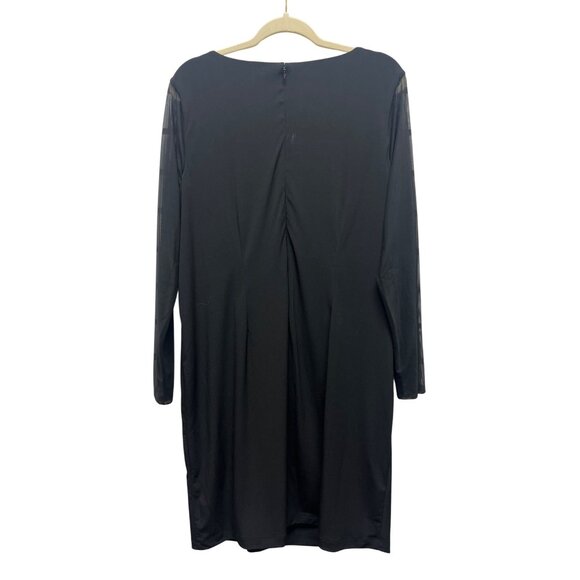 Chico's Black Chiffon Solid Ruched Cocktail Dress - Picture 8 of 9
